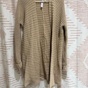 Alya Beige Knit Open-Front Cardigan